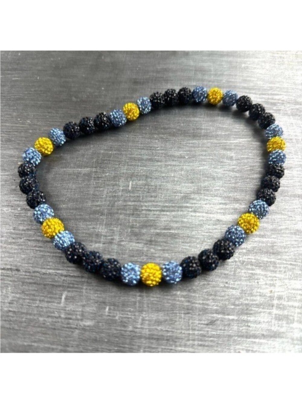 Baseball Drippy Necklace Beaded Rhinestones Yellow Light Blue Black Youth NWOT
